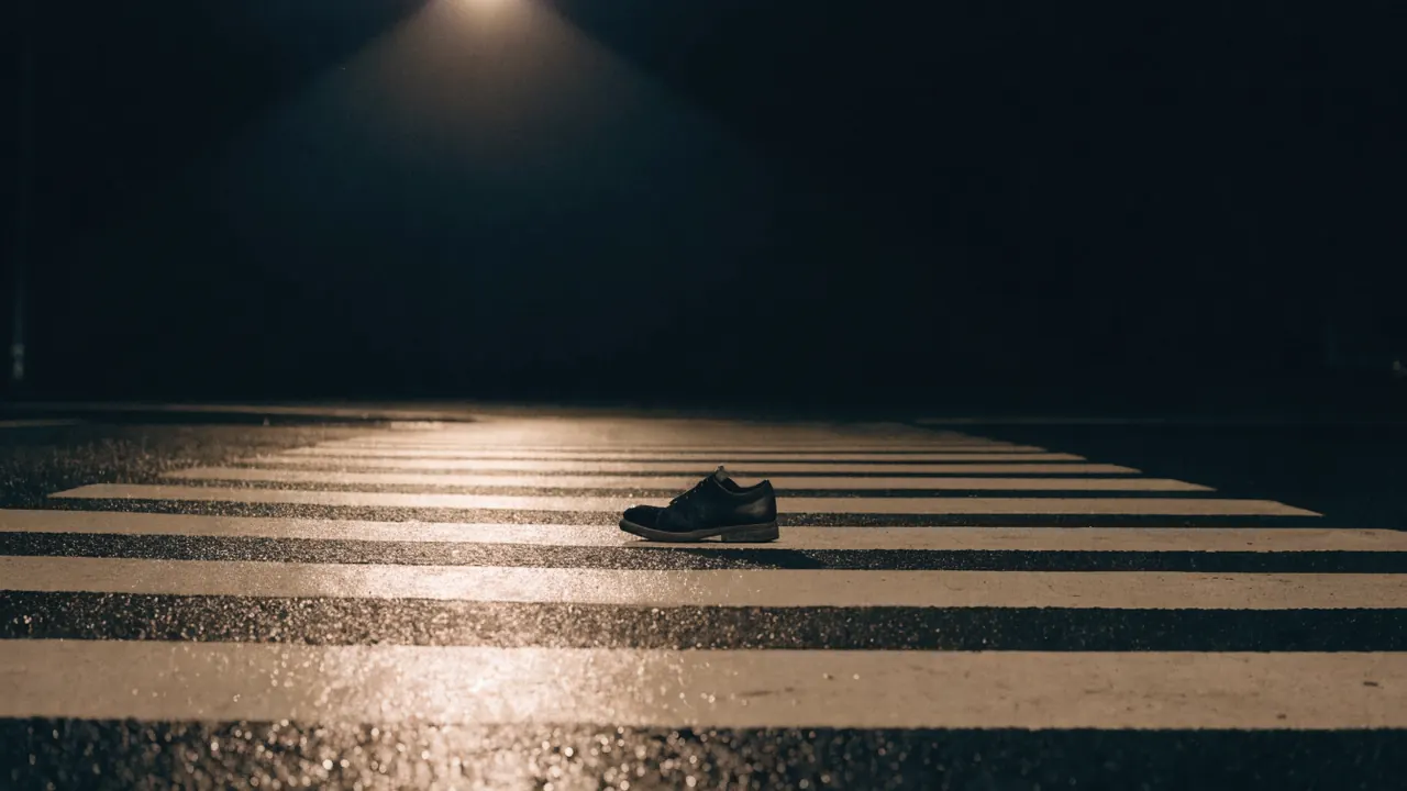 Un paso peatonal marcado con un zapato en primer plano — atropellado a pie en Colton