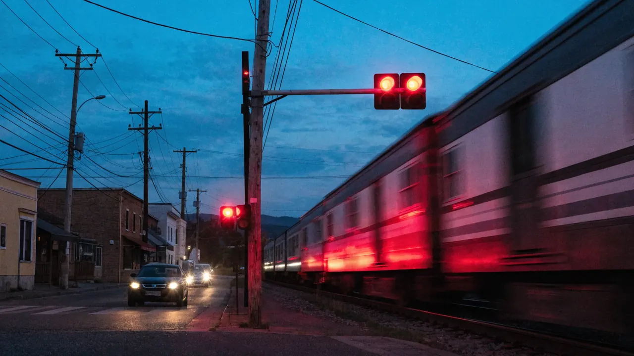 Cruce ferroviario del Colton Crossing donde trenes y tráileres provocan choques complejos